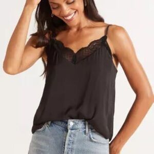 Anthropologie Allison Joy Black Lace Trim Cami Top
